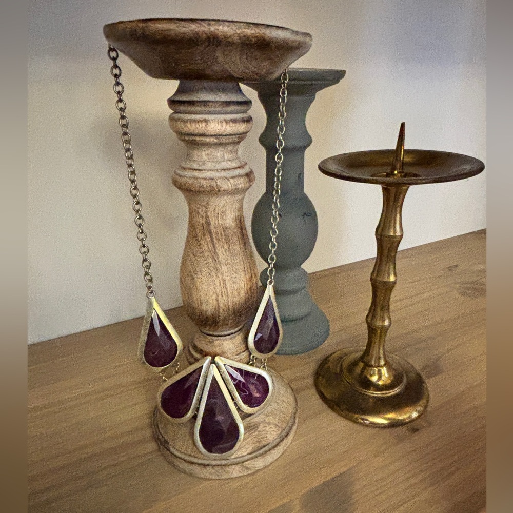 Purple and Gold Bib Necklace - Picture 2 of 3